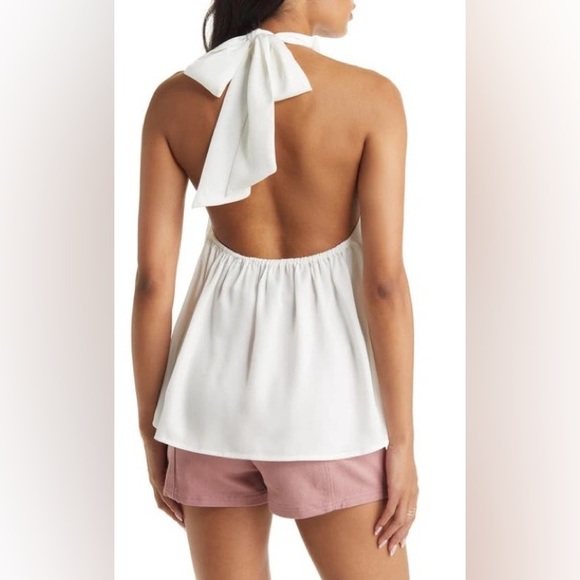 Vici Collection Satin Crossover Halter Neck Top in White XL - Picture 2 of 7